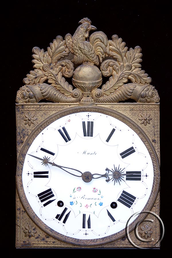 Comtoise mit seltener Prägung - Hahn über Weltkugel