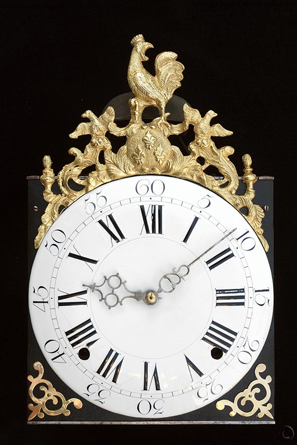 Hähnchen-Uhr, seltene Spange mit Hahn und Fackeln