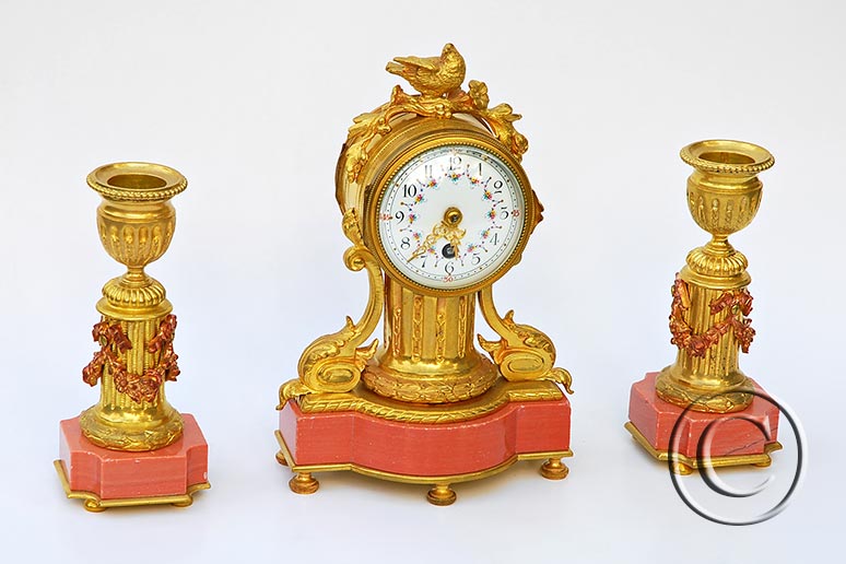 Mini-Pendule - Garnitur im Louis XVI-Stil 